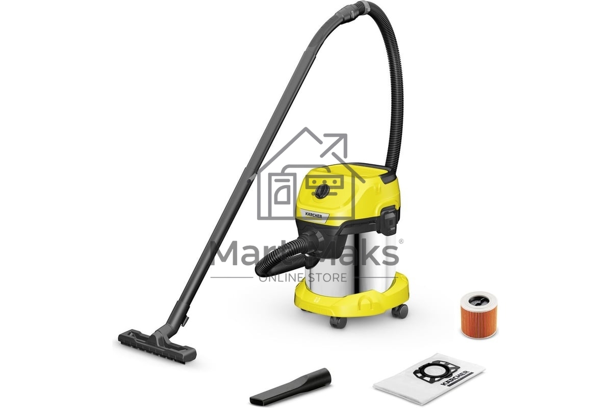 Строительный пылесос Karcher WD 3 S V-15/4/20 1000Вт (уборка: сухая) желтый