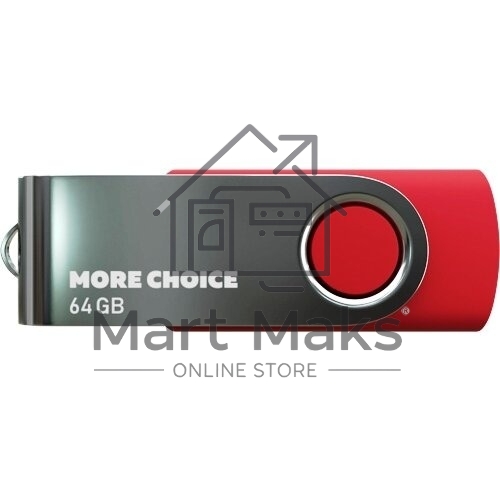 Флешка USB More Choice MF64-4 (4610196407666), 64Gb, USB 2.0, R/W 30/10, красный