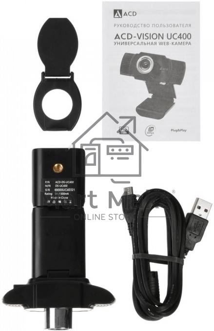 WEB Камера ACD-Vision UC400 CMOS 1.3МПикс, 1280x720p, 30к/с, микрофон встр., USB 2.0, шторка объектива, универс. крепление, черный корп.