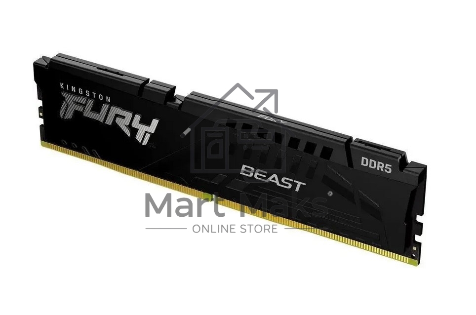 Оперативная память Kingston Fury Beast, DDR5, 8GB (1x8GB), 5600MHz, CL36, DIMM, с радиатором, черный