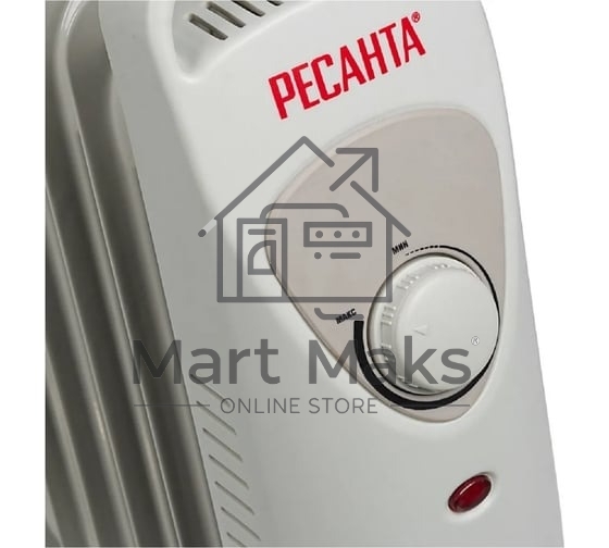 Масляный обогреватель Ресанта ОММ-7Н (7 секций) белый, 700 Вт, 10 м2, термостат 67/3/1