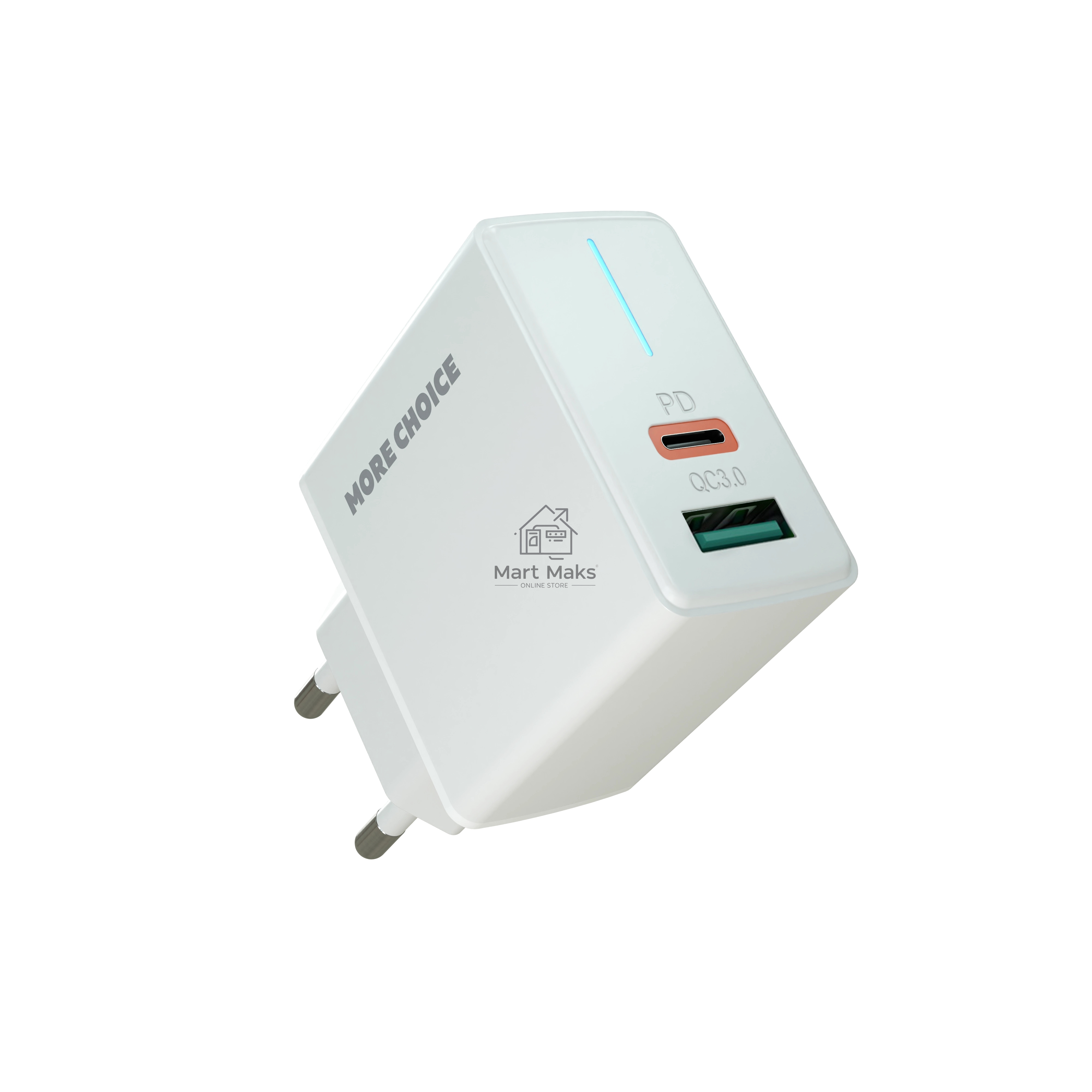 Зарядное устройство MORE CHOICE (4610196408649) NC61 СЗУ 1USB+1USB-C 3.0A PD 20W+QC3.0 быстрая зарядка белый