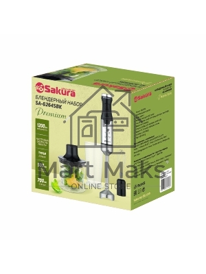 Блендерный набор Sakura SA-6264SBK Premium 1200 Вт 20 скор DC мотор стакан чоппер венчик