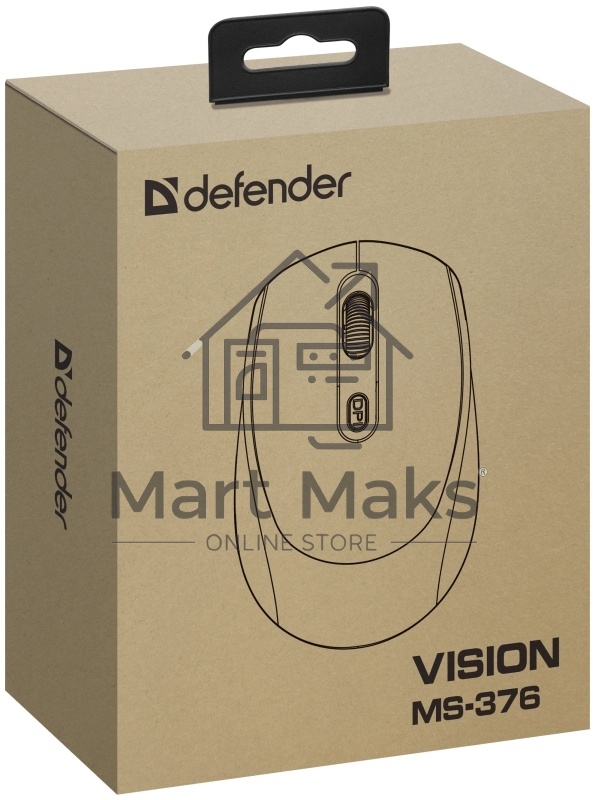Мышь беспроводная Defender Vision MS-376 черный, 1600 dpi, радиоканал, Bluetooth, USB, кнопки - 4