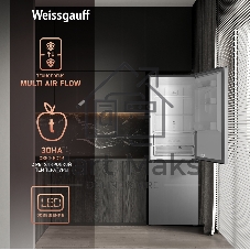 Холодильник Weissgauff WRK 185 Total NoFrost Inverter нержавеющая сталь двухкамерный 205/86л морозилка снизу