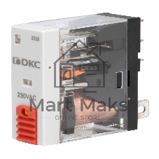 Реле миниатюрное промышленное, 1CO, ком. ток 12А, AgSnO2, напряжение 230V AC, опция: тест-кнопка+светодиод