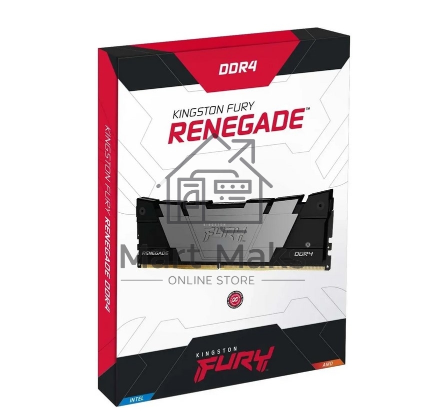 Оперативная память Kingston Fury Renegade Black, DDR4, 8GB (1x8GB), 3600MHz, CL16, DIMM, с радиатором, черный