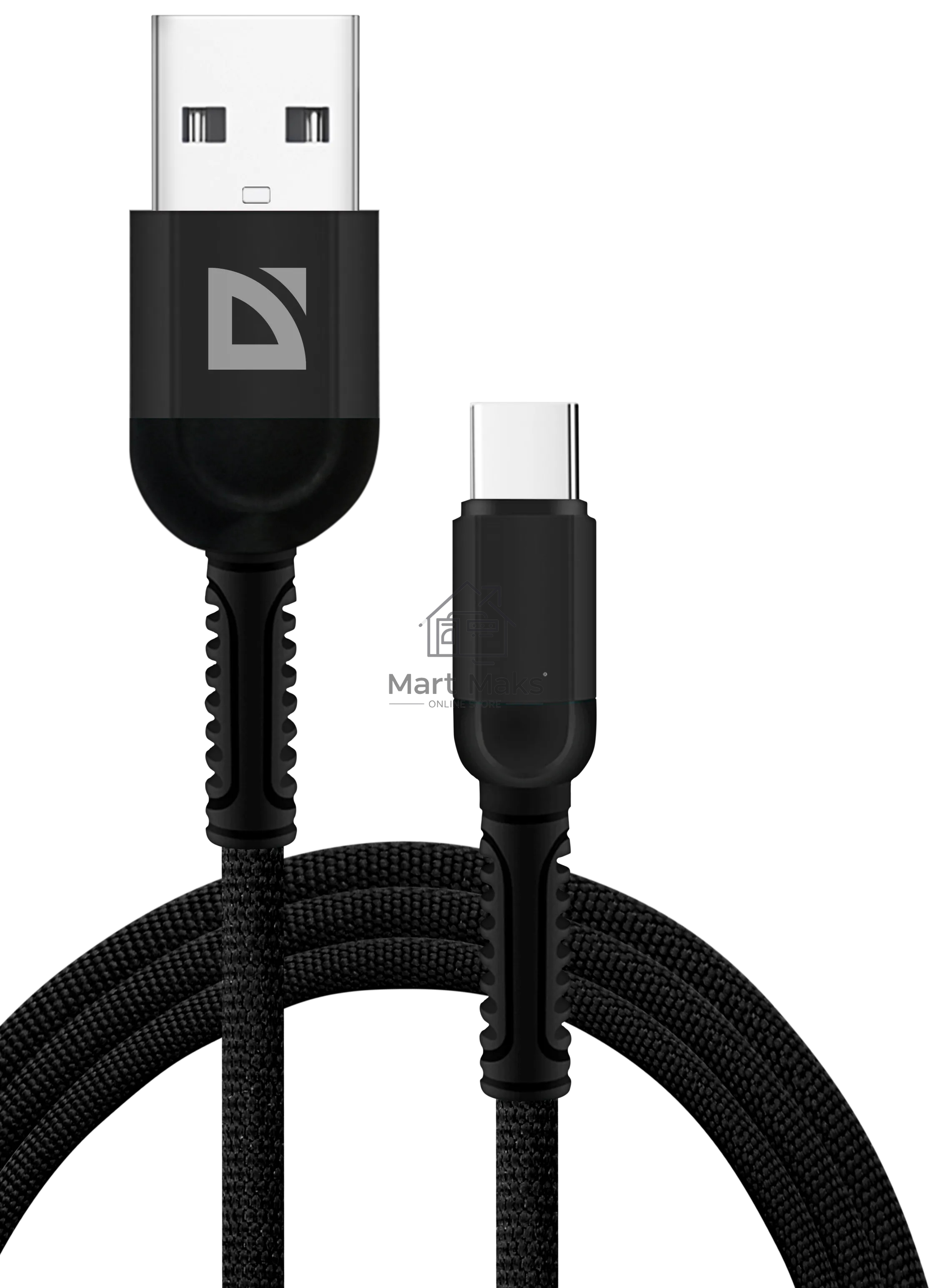 Кабель Defender F167, USB 2.0 (AM) - Type C, 1метр, 2.4А, нейлоновая оплетка, черный.