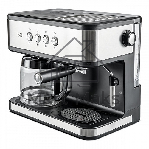 Кофеварка 2 в 1 BQ CM1005 сталь/черный, исп. кофе - молотый, 1.5 л, 1850 Вт, 15 Бар.