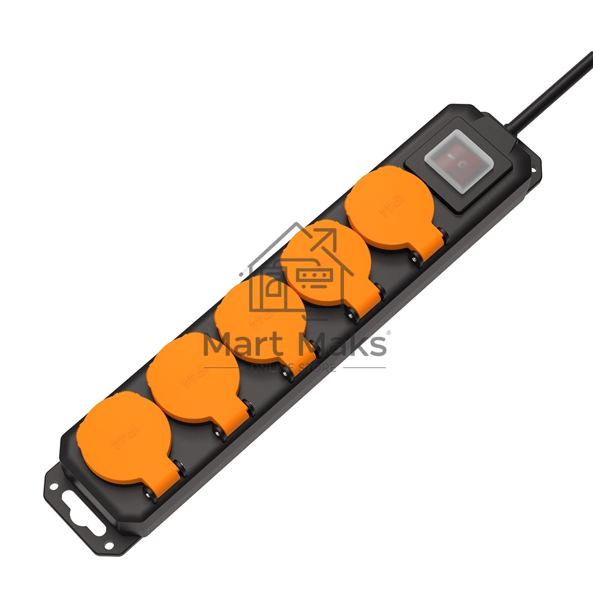 Удлинитель силовой Filum FL-PEC-5SCH-SW-IP44 с выключателем, IP44, 5 розеток Schuko с кабелем 3х1.5 длиной 1.5 м.