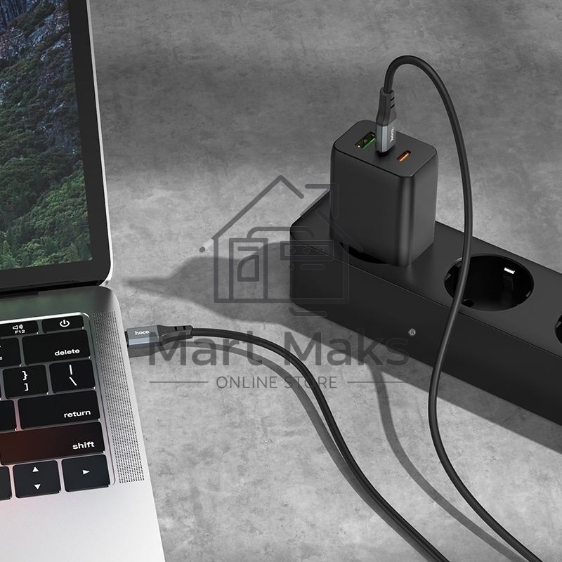 Кабель Hoco Spear X86 TYPE-C TO TYPE-C USB Type-C (m)-USB Type-C (m) 1м черный коробка