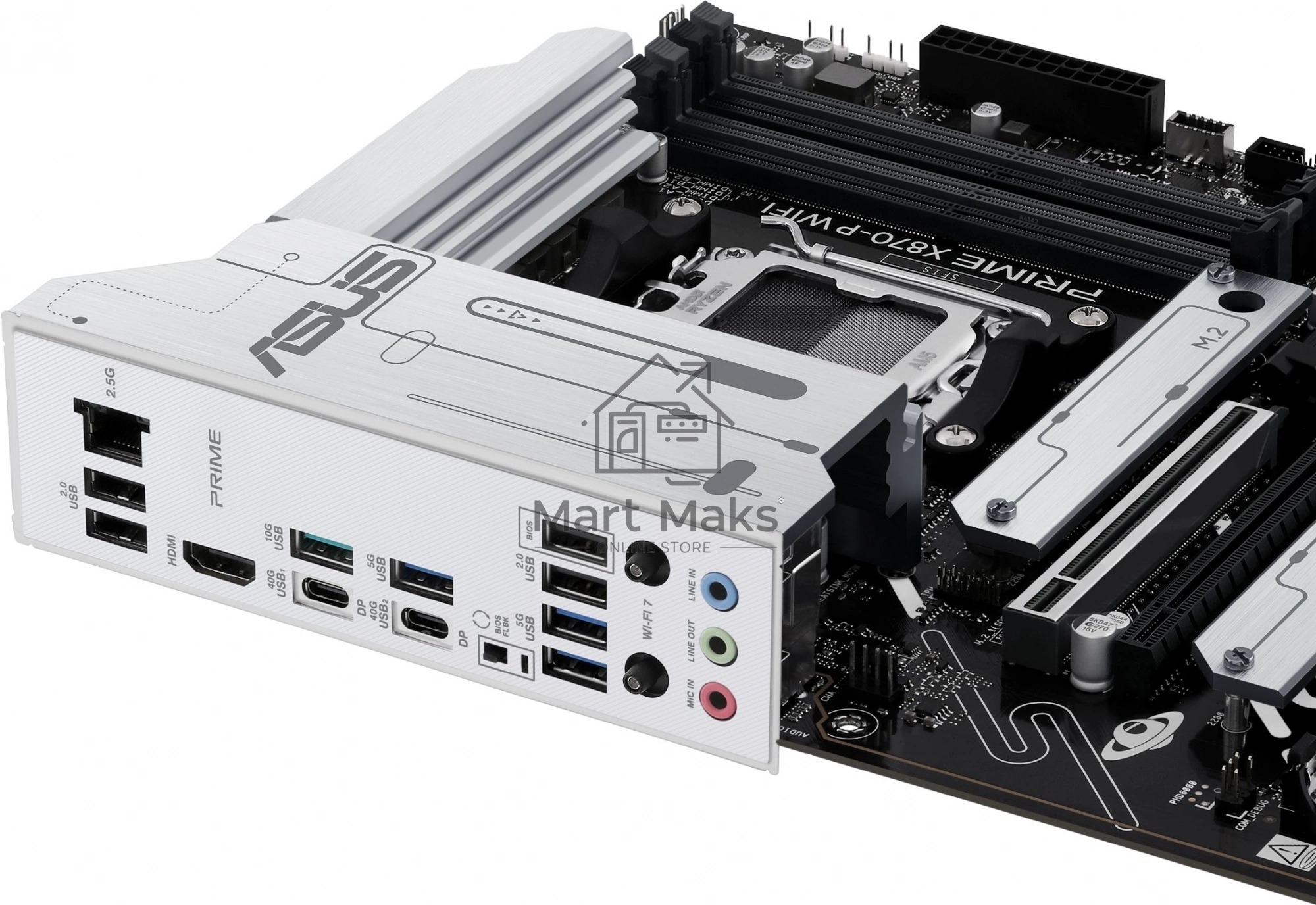 Материнская плата ASUS PRIME X870-P WIFI, AM5, AMD X870, 4xDDR5, 2xSATA, 4xM.2, 1xPCI-E 5.0 x16, 2xPCI-E 4.0 x1, 1xHDMI, 2xUSB-C, 1x 2.5Gb LAN, 4xUSB-A 3.2 Gen 1, 1xUSB-A 3.2 Gen 2, 4xUSB-A 2.0, 3x3.5 мм, 7.1, 1xWi-Fi 7, ATX