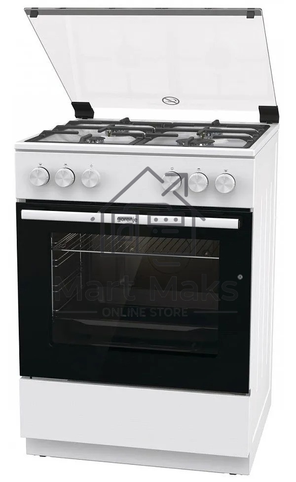 Плита газовая Gorenje GG6A11WF белый, конфорок 4 газовых, духовка 72 л, 60 см x 85 см x 60 см