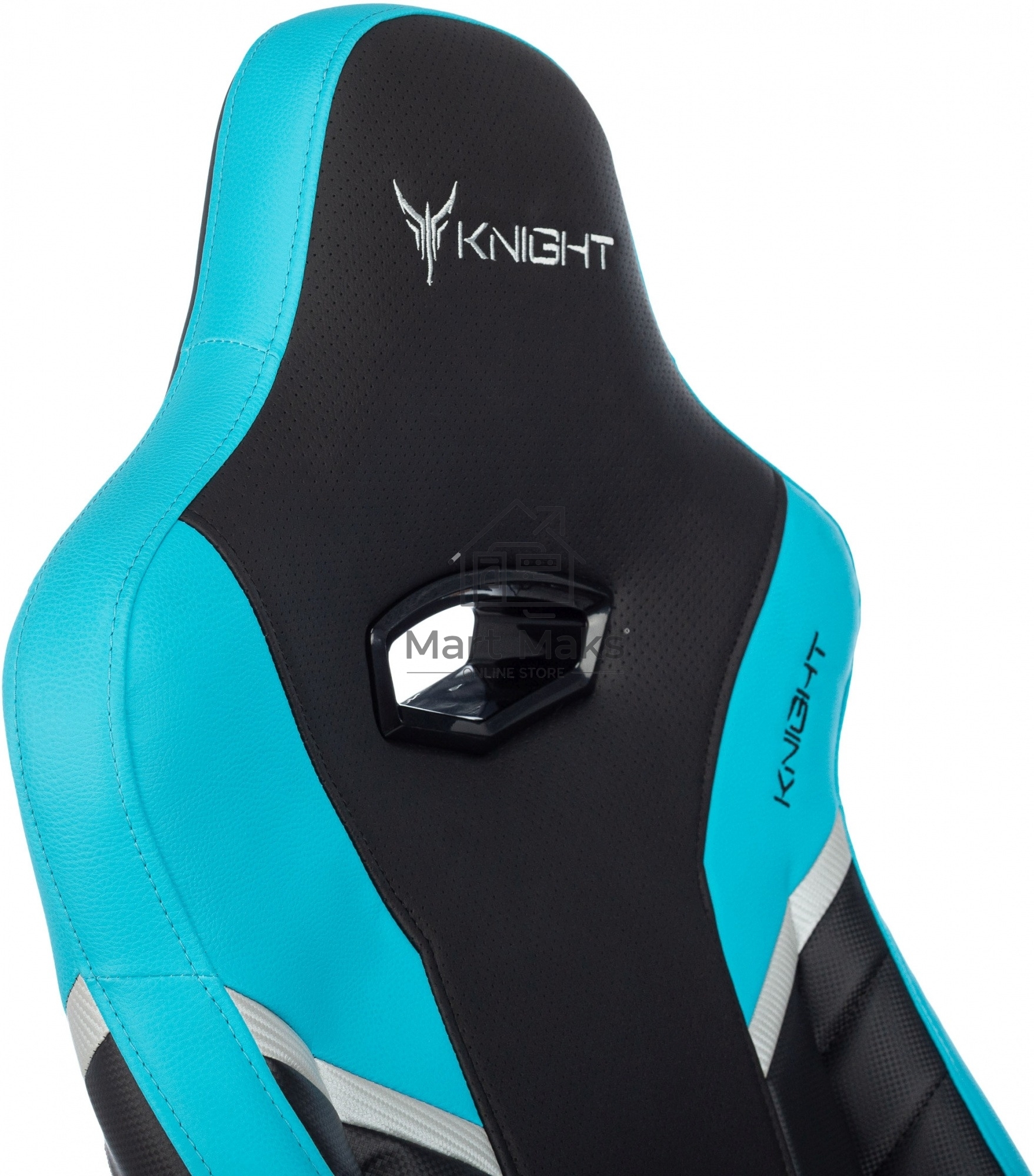 Кресло игровое Knight Thunder 5X черный/голубой эко.кожа крестов. металл