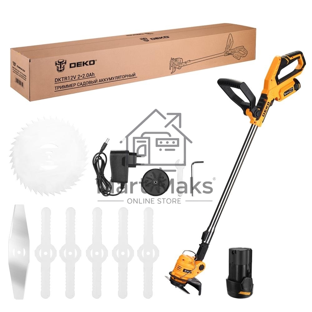 Триммер садовый аккумуляторный DEKO DKTR12V, 2*2.0Ач