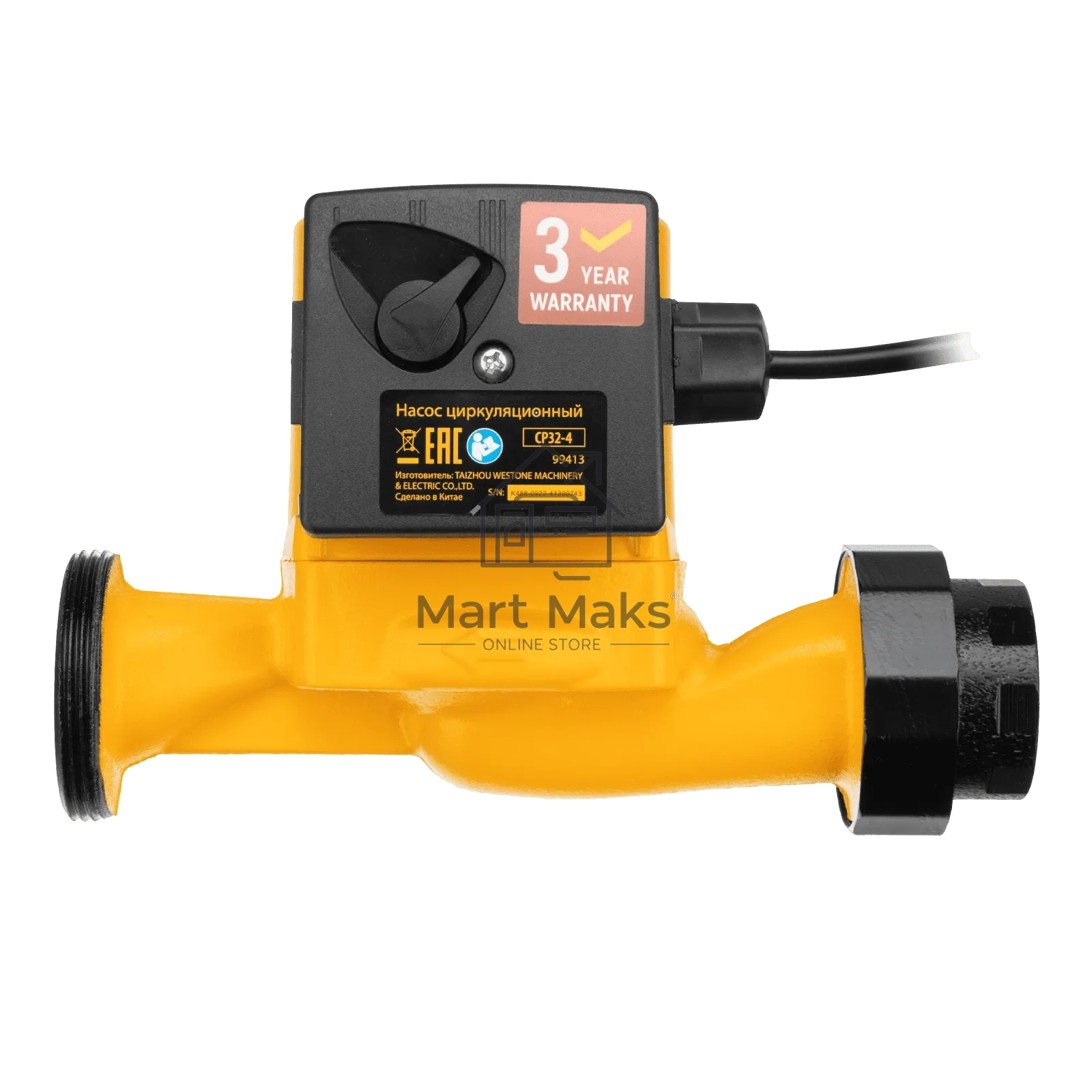 Циркуляционный насос Denzel CP32-4, напор 4 м, 50 л/мин, 1 м кабель, монт. длина 180 мм