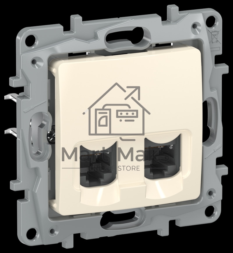IEKETIKA Розетка компьютерная двойная RJ45 категория 5Е UTP 6723551 слоновая кость