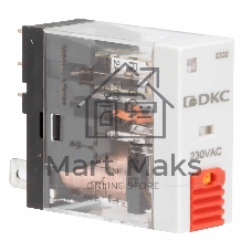 Реле миниатюрное промышленное, 1CO, ком. ток 12А, AgSnO2, напряжение 230V AC, опция: тест-кнопка+светодиод