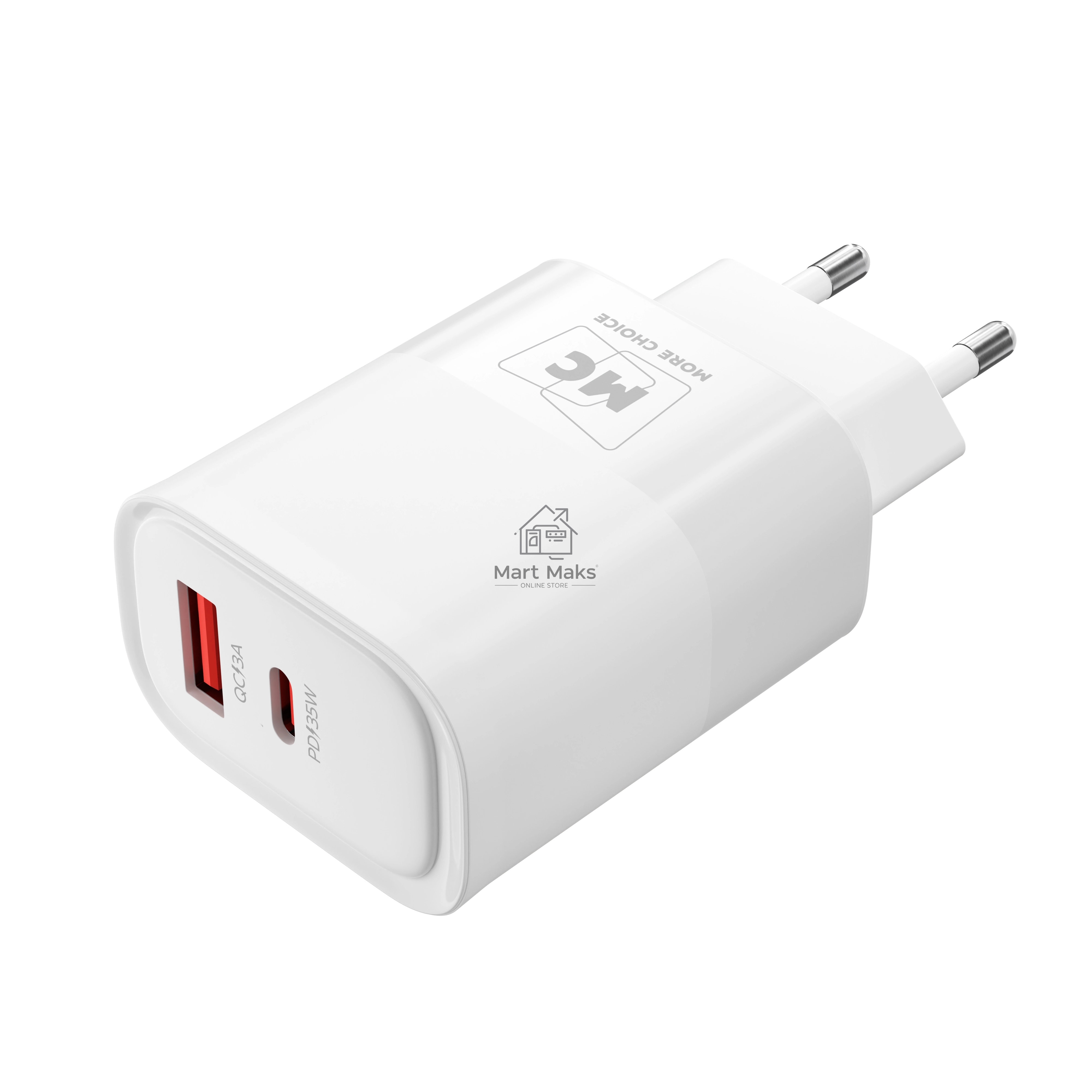 Зарядное устройство MORE CHOICE (4620202555618) NC82a 1USB+1Type-C 3.0A PD 35W+QC3.0 для Type-C Type-C, белый