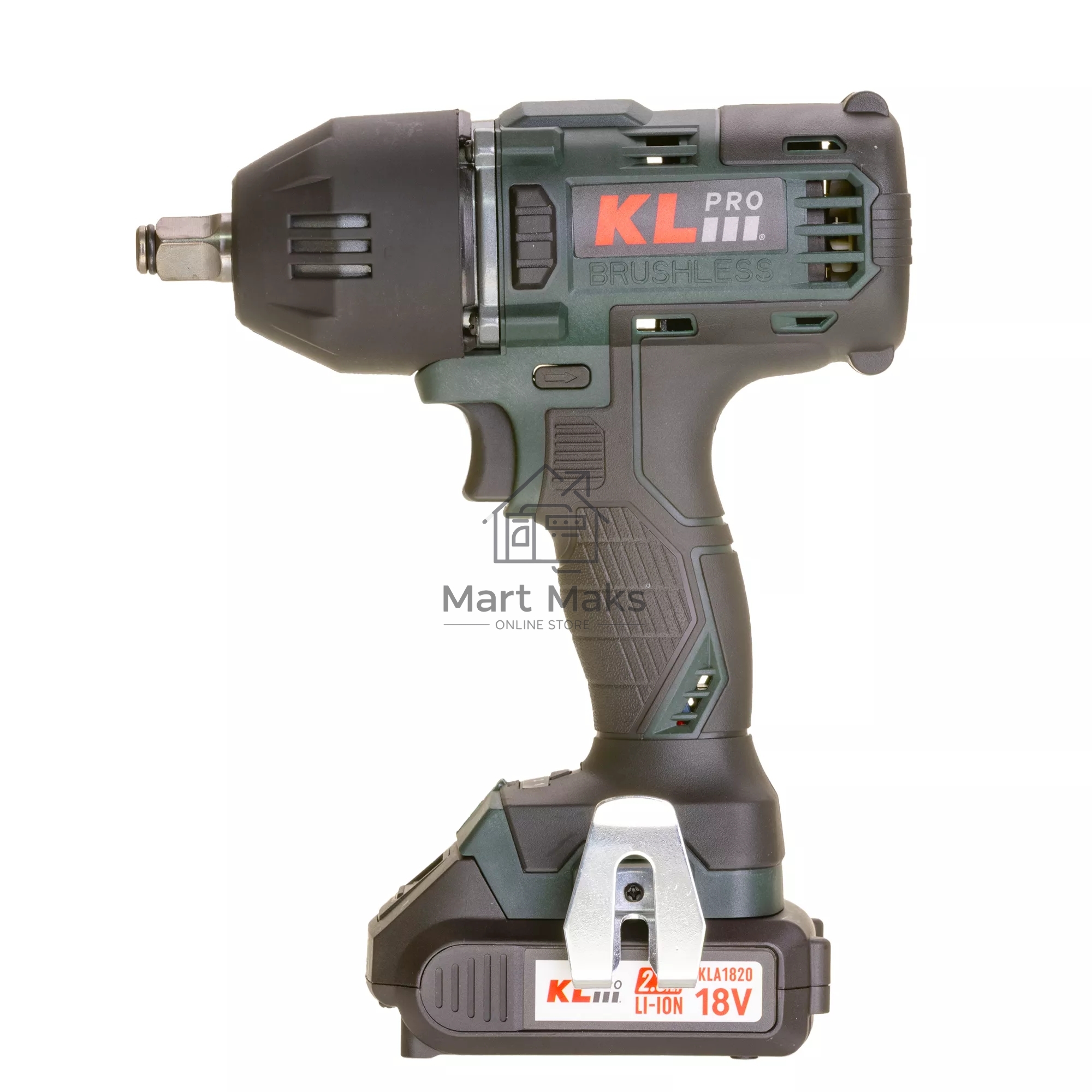 Профессиональный бесщеточный гайковерт аккумуляторный KLPRO KLSS18BH-20 (18В, Li-ion-2шт, 2.0А·ч, 400Нм, 2 скорости, подсветка,З/У,в кейсе)