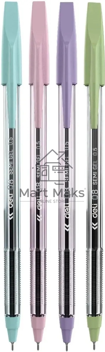 Набор ручек шариковых Deli Think EQ8-C ассорти/прозрачный, d=0.5мм, синие чернила (12шт)