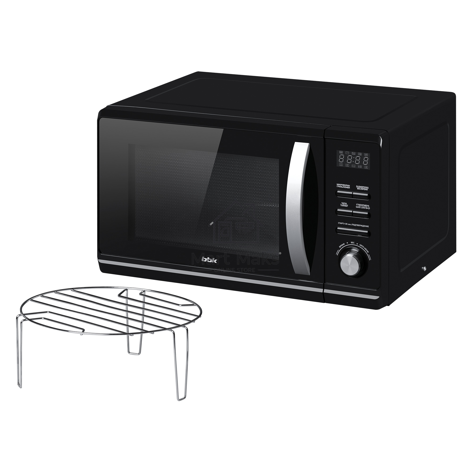 Микроволновая печь BBK 23MWG-851T/B черный, 23 л, 800 Вт, поворотный механизм/кнопки