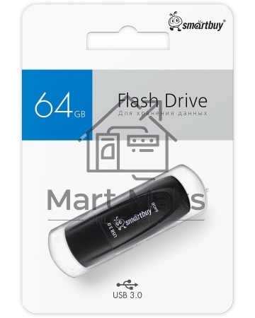 Флешка USB SmartBuy Scout black (SB064Gb3SCK), 64Gb, USB 3.0/3.1, R/W 100/40, черный