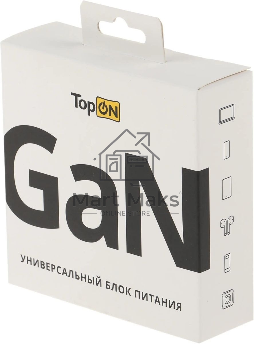Блок питания TopON TOP-GaN-65WB автоматический 65W 5V-20V 3.25A 2xUSB от бытовой электросети LED индикатор