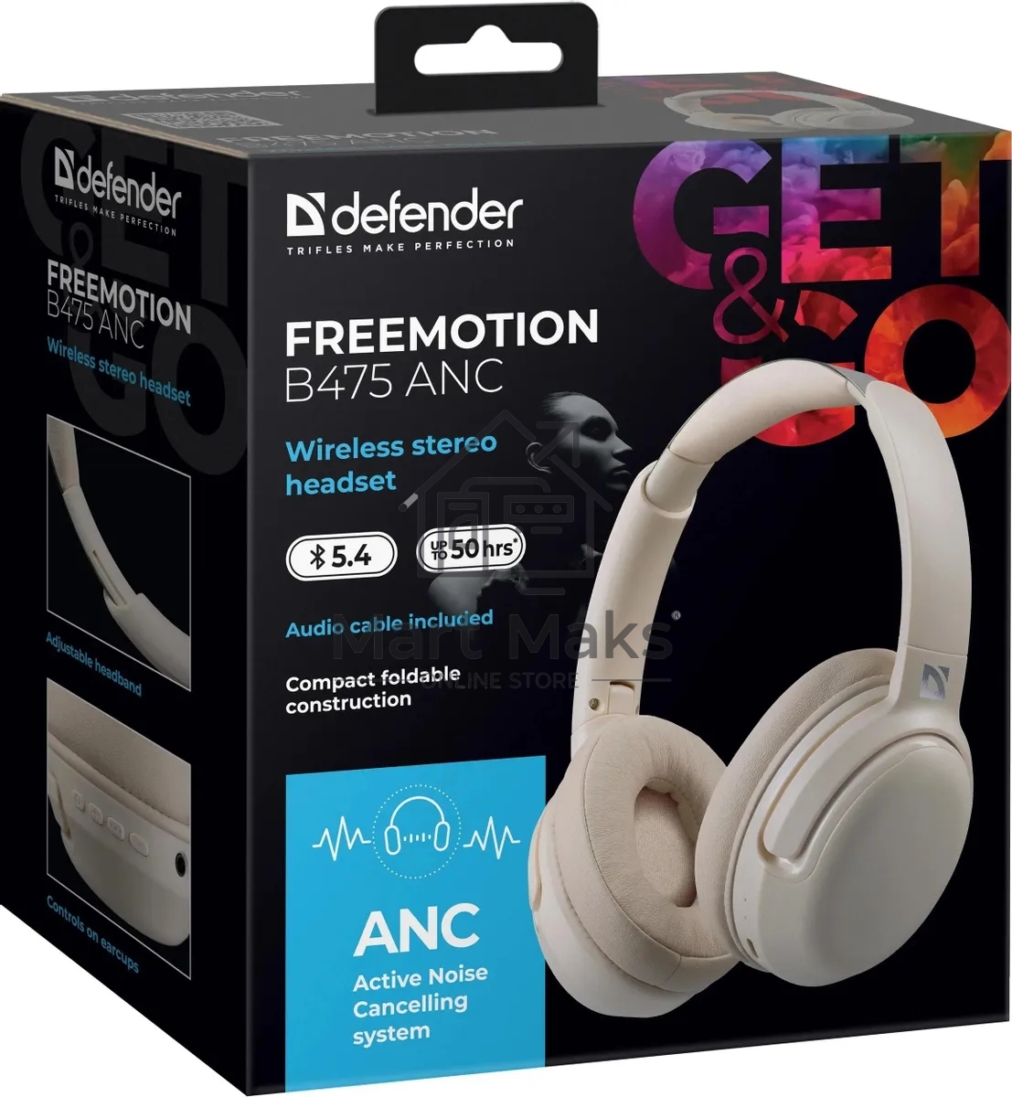 Гарнитура беспроводная DEFENDER (63475) FreeMotion B475 ANC бежевый, ANC, Bluetooth