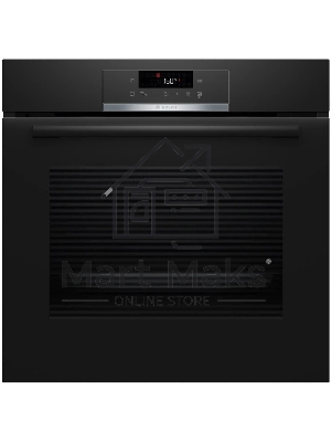 Встраиваемый духовой шкаф с добавлением пара Bosch HQG572EB3 Serie 4, Auto Pilot 15, объем 71 л , 9 режимов нагрева, 3D Hotair, Soft move door,телескопические направляющие 1уровень,гидролиз и пиролиз, сенсорное управление, черный+профиль из нержавеющей ст