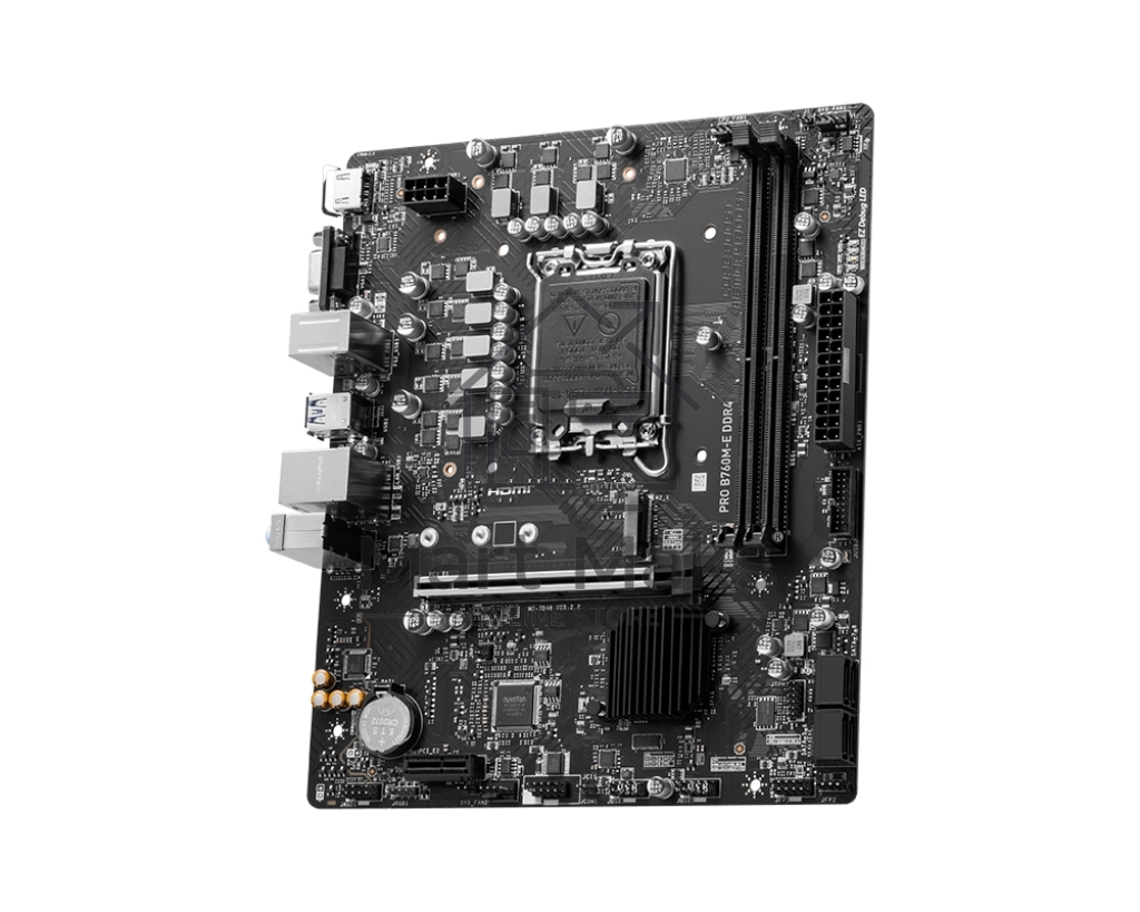 Материнская плата MSI PRO B760M-E DDR4, LGA 1700, Intel B760, 2xDDR4, 4xSATA, 1xM.2, 1xPCIe 4.0 x16, 1xPCIe 4.0 x1, 1xHDMI, 1xVGA, 1x1Gb LAN, 2xUSB-A 3.2 Gen 1, 4xUSB-A 2.0, 3x3.5 мм, 7.1, mATX