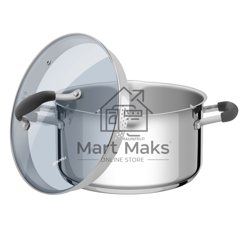 Кастрюля Maunfeld LAURA MCS40S08GR из нержавеющей стали со стеклянной крышкой, 22 см, 4 л.