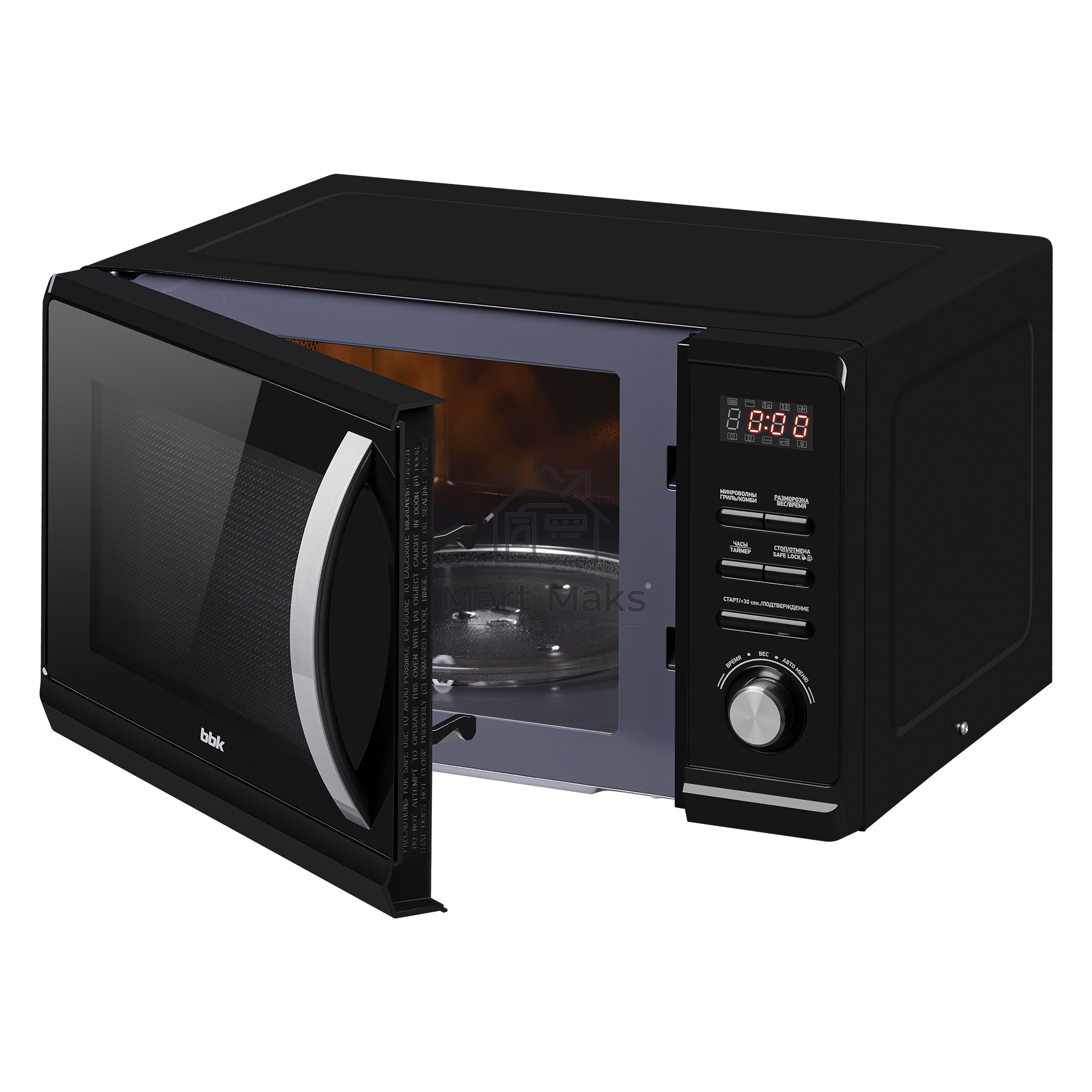 Микроволновая печь BBK 23MWG-851T/B черный, 23 л, 800 Вт, поворотный механизм/кнопки