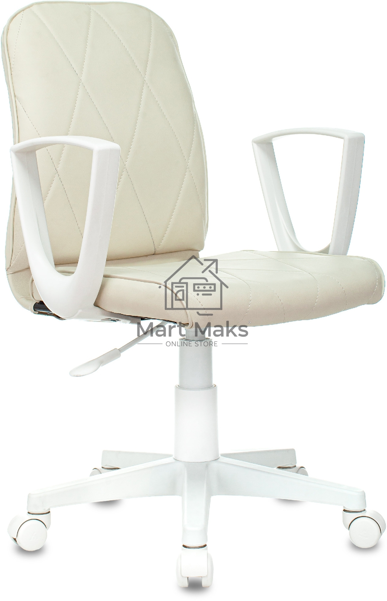 Кресло компьютерное Бюрократ CH-W327 слоновая кость OR-10, эко.кожа, крестов. пластик, пластик белый
