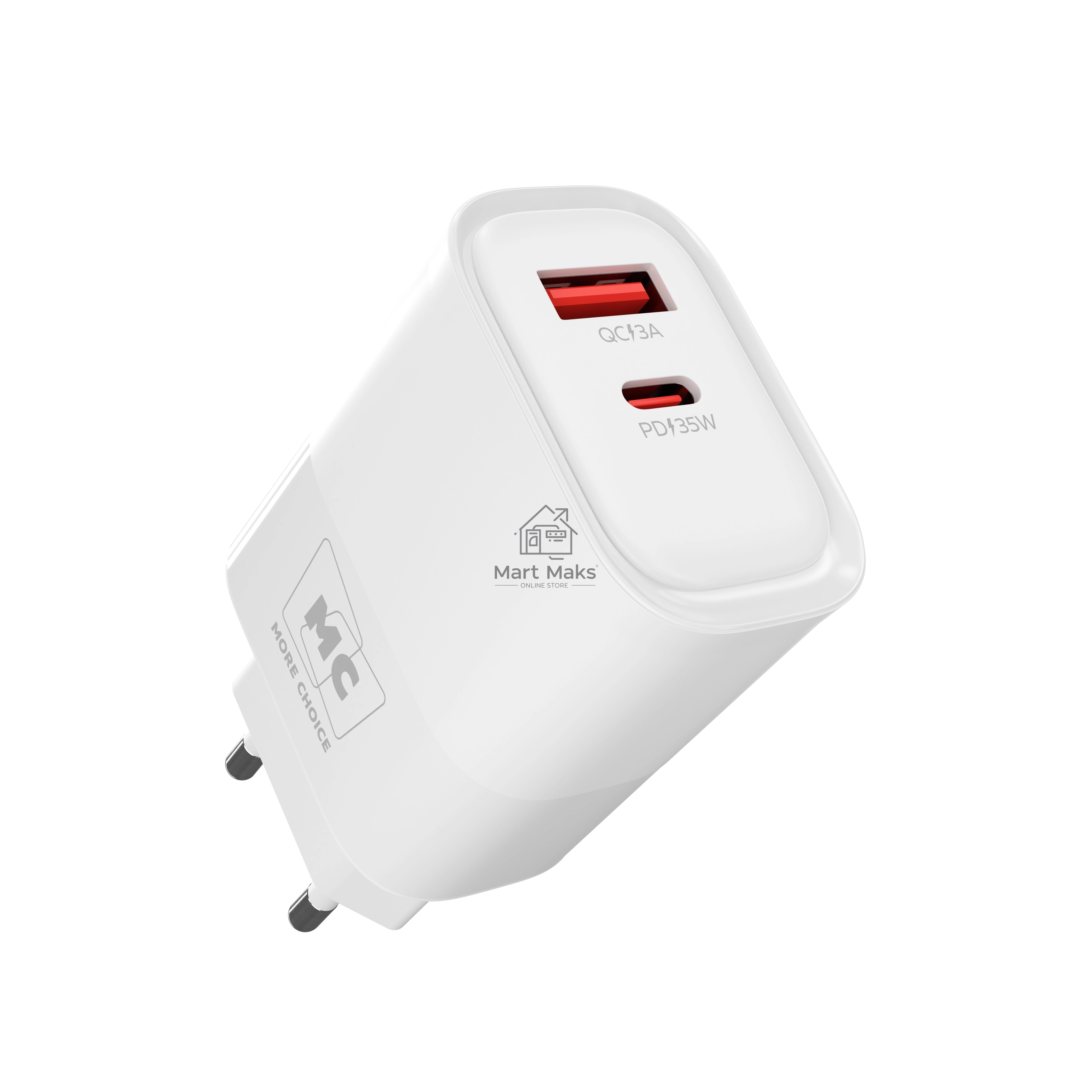 Зарядное устройство MORE CHOICE (4620202555618) NC82a 1USB+1Type-C 3.0A PD 35W+QC3.0 для Type-C Type-C, белый