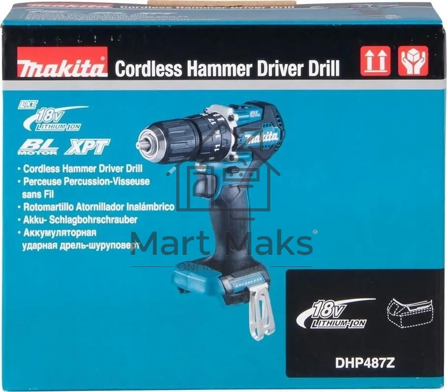 Дрель-шуруповерт аккумуляторная Makita DHP487Z Аккумуляторная, Ударная, Кейс