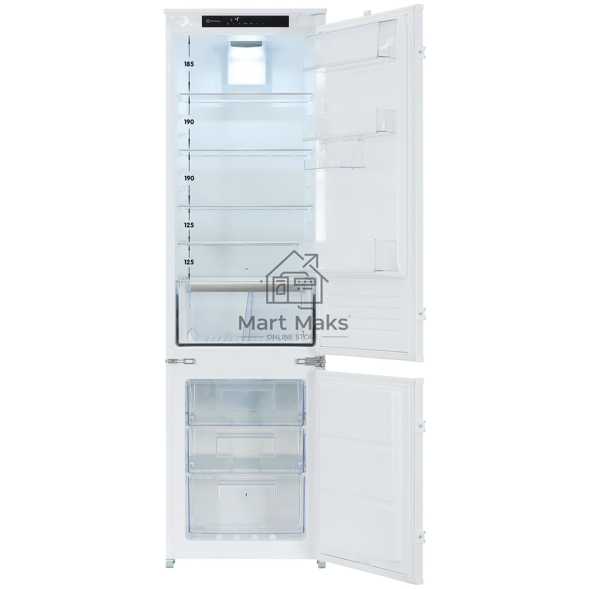 Встраиваемый холодильник Electrolux LNS6TE19S, комбинированный, высота - 1,88 м, ширина - 54 см, глубина - 55 см, сенсорное управление с символьным дисплеем, Динамическая система охлаждения в холодильной камере, система охлаждения в морозильной камере - No Frost, крепление дверцы на направляющих, A++ класс энергопотребления, Большой ящик на телескопических направляющих, MultiSpace, Flexi shelf, Инверторный компрессор
