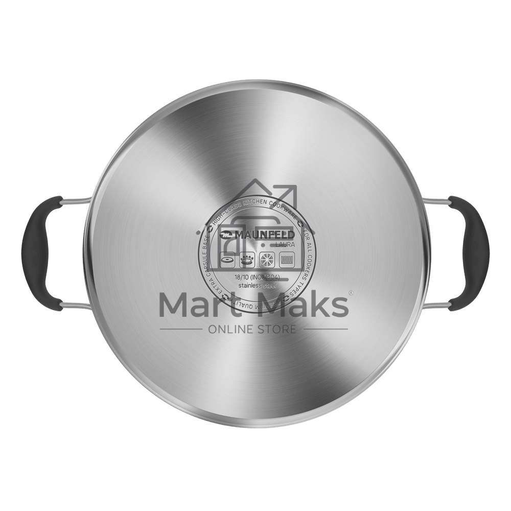 Кастрюля Maunfeld LAURA MCS40S08GR из нержавеющей стали со стеклянной крышкой, 22 см, 4 л.