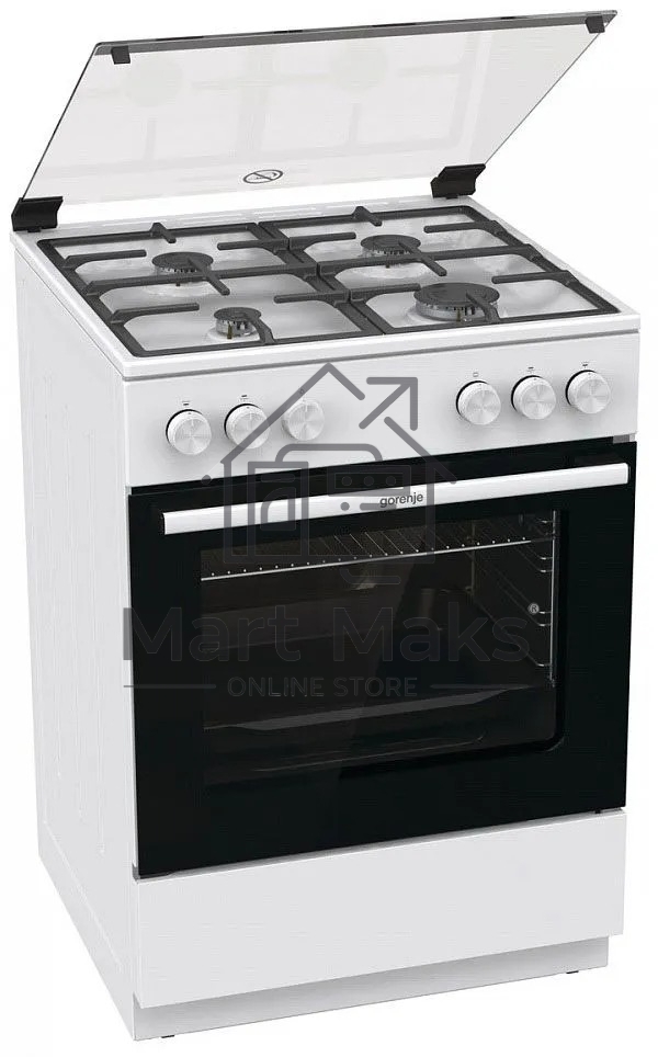 Плита газовая Gorenje GG6A11WF белый, конфорок 4 газовых, духовка 72 л, 60 см x 85 см x 60 см