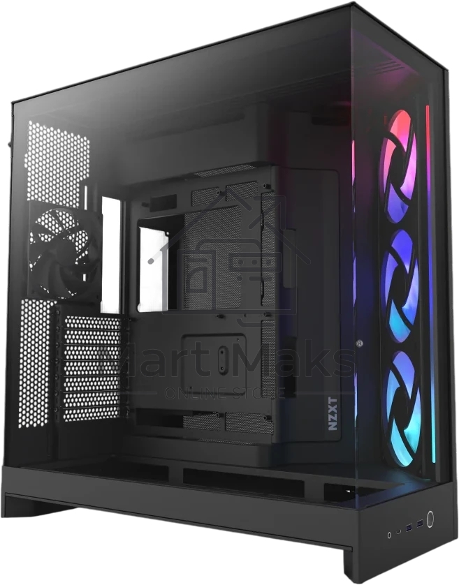 Компьютерный корпус без блока питания Case NZXT H9 Flow RGb (2025), Midi-Tower, TG, 3x140мм RGb + 1x120мм, 2xUSB-A 3.2 + 1xUSB-C 3.2, E-ATX, ATX, mATX, mITX черный