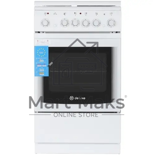 Плита комбинированная De Luxe 506022.05ГЭ (КР) ЧР 030 белый, конфорок 2 газовых и 2 электрических, духовка 54 л, 50 см x 85 см x 60 см