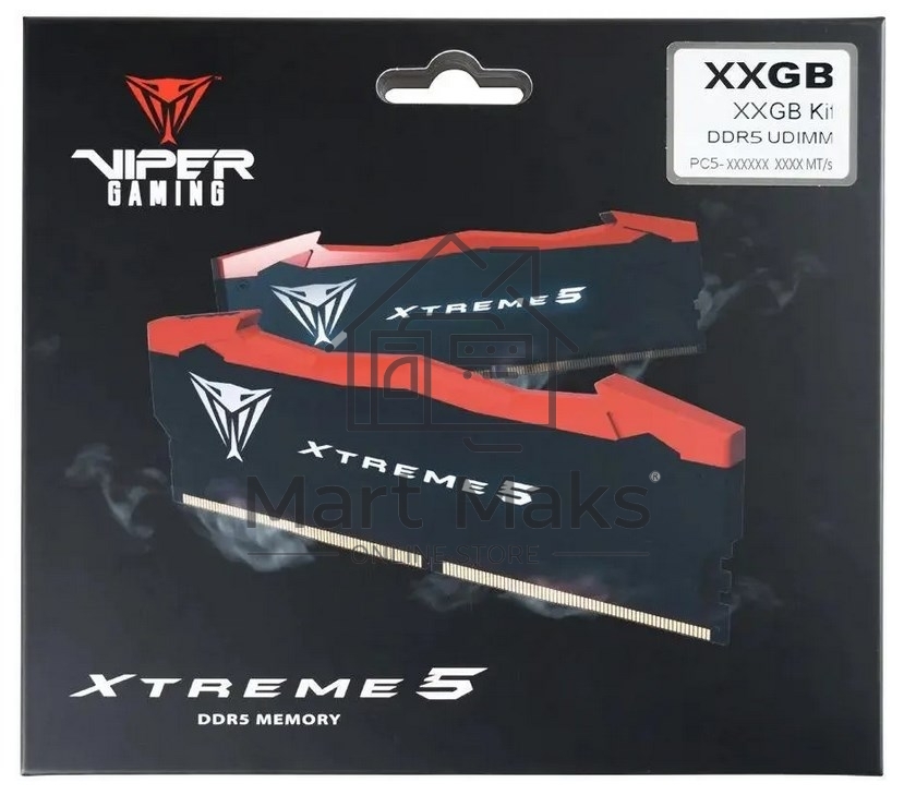 Оперативная память Patriot Viper Xtreme 5, DDR5, 48GB (2x24GB), 8200MHz, CL38, DIMM, с радиаторами, черный
