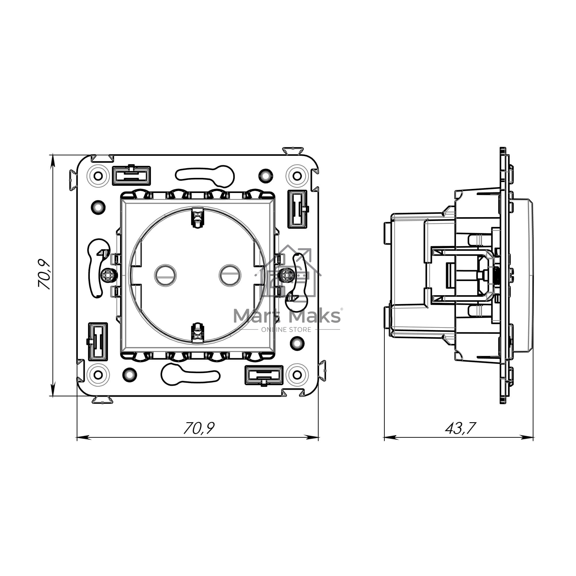 Розетка DKC Avanti 4412003 2P+E со шторками, 
