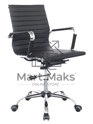 Кресло руководителя Бюрократ CH-883-LOW/BLACK черный, низкая спинка, искусственная кожа, крестовина хром