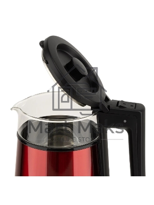 Чайник Energy E-200 (1,2 л), стекло, красный, двойной корпус