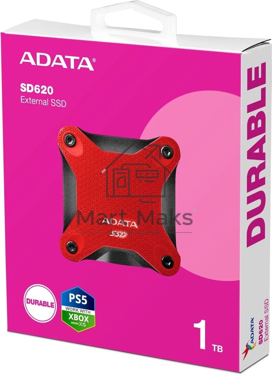 Внешний SSD ADATA SD620, 1TB, USB 3.2 Gen 2 Type-A, R/W 550/480, красный
