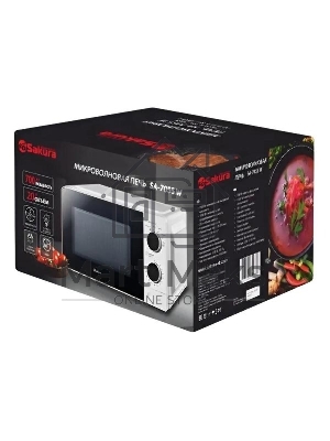 Микроволновая печь Sakura SA-7055W белый, 20 л, 700 Вт, переключатели - поворотный механизм