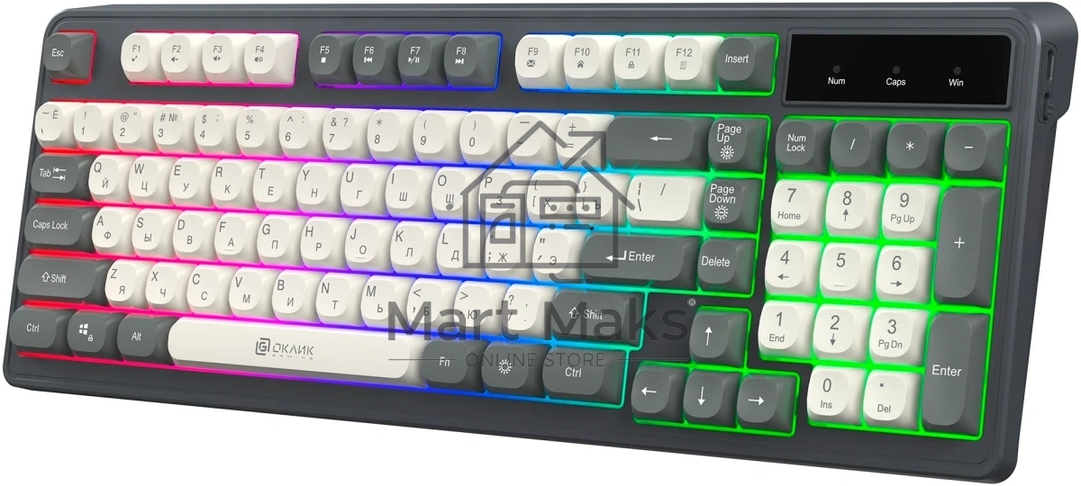 Клавиатура Oklick 731G проводная, USB Type-A, серый/белый