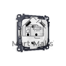 Комплект механизма электрической розетки OMEGA Белый матовый 2USB A+A 18W (быстрая зарядка) с/з QUANT (OP1290, VM155) MO129010