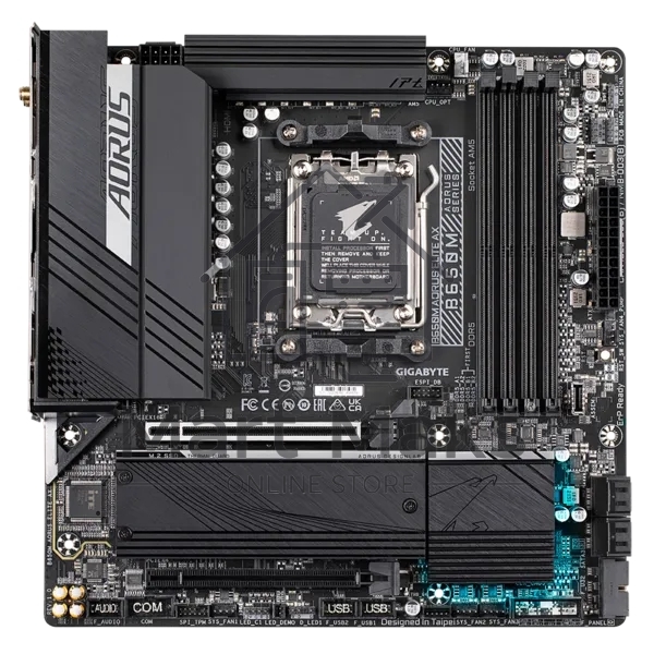 Материнская плата Gigabyte B650M AORUS ELITE AX, AM5, AMD B650, 4xDDR5, 4xSATA, 2xM.2, 1xPCI-E 5.0 x4, 1xPCI-E 4.0 x16, 1xHDMI, 1xDP, 1x 2.5Gb LAN, 4xUSB-A 2.0, 5xUSB-A 3.2 Gen 1, 2xUSB-A 3.2 Gen 2, 1xUSB-C 3.2 Gen 2, 2x3.5 мм, 7.1, Micro-ATX